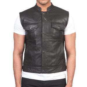 Men Motorbike Leather Vests